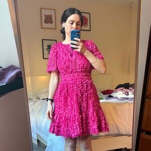 Anthropologie Vibrant Pink Textured Mini Dress